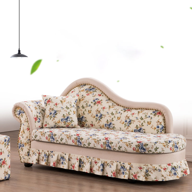 Traditional One Armed Accent Chair Fabric Rolled Arms Chaise