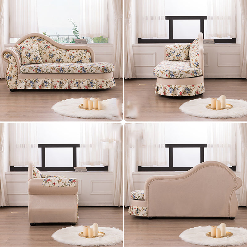Traditional One Armed Accent Chair Fabric Rolled Arms Chaise