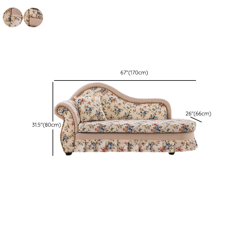 Traditional One Armed Accent Chair Fabric Rolled Arms Chaise