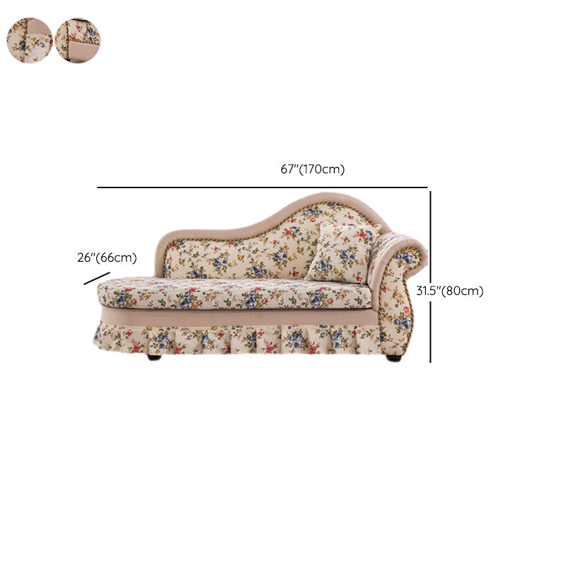 Traditional One Armed Accent Chair Fabric Rolled Arms Chaise