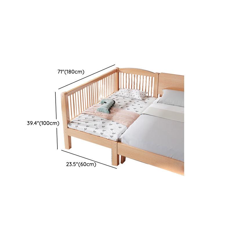 Contemporary Natural Beech Wood Nursery Crib with Guardrail Arched Crib