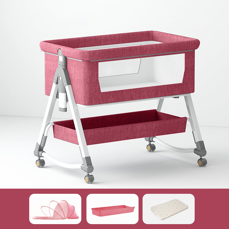 Industrial Nursery Crib in Metal with Guardrail Folding Crib