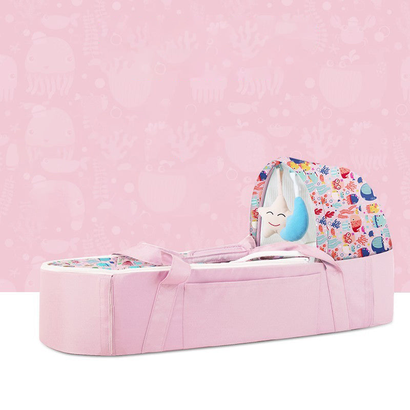 Portable Fabric Moses Basket Oval Cradle with Mattress for Newborn