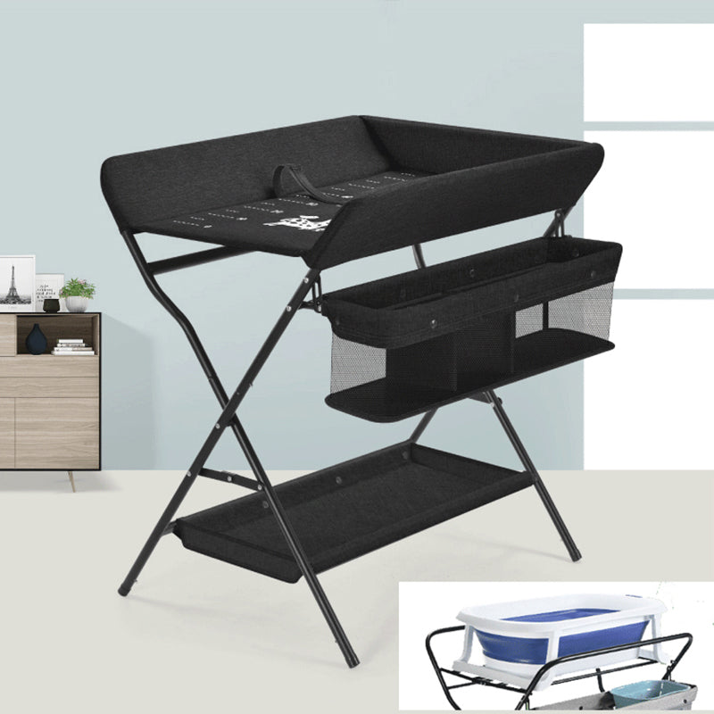 Modern Changing Table Dresser with Shelf, Metal Folding Changing Table
