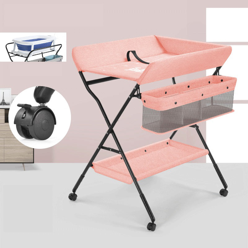 Modern Changing Table Dresser with Shelf, Metal Folding Changing Table