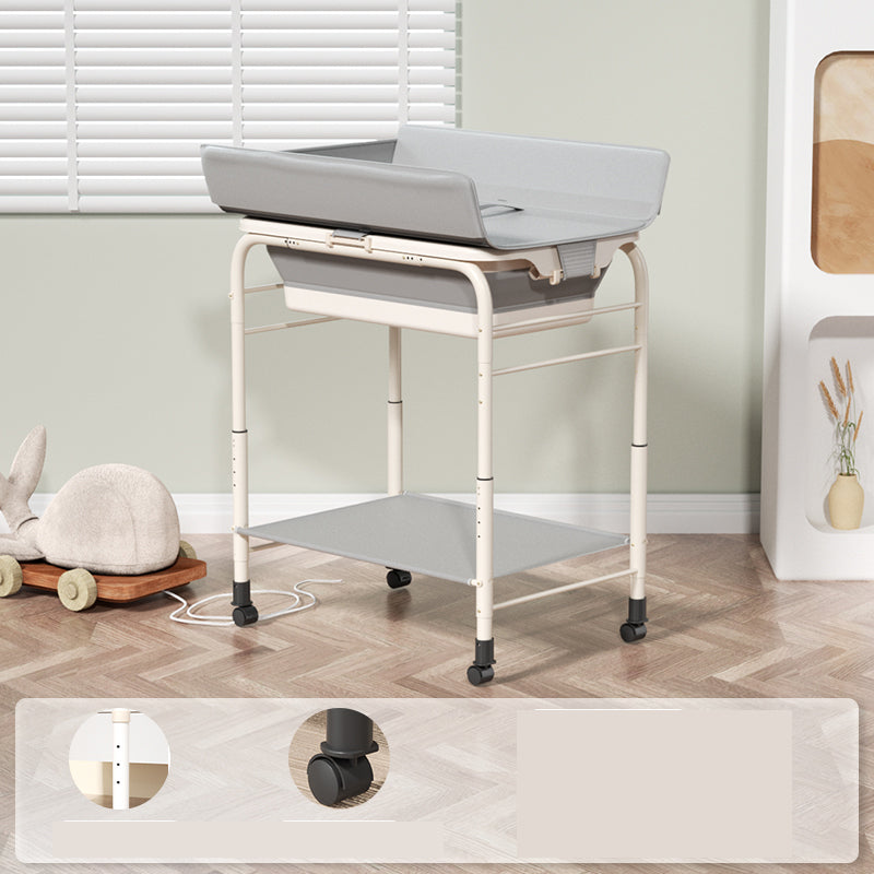 17.7" W Metal Changing Table with Shelf, Grey Changing Table