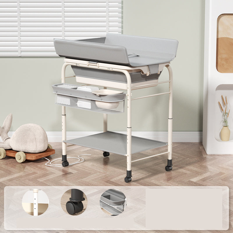 17.7" W Metal Changing Table with Shelf, Grey Changing Table