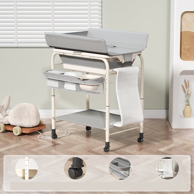 17.7" W Metal Changing Table with Shelf, Grey Changing Table