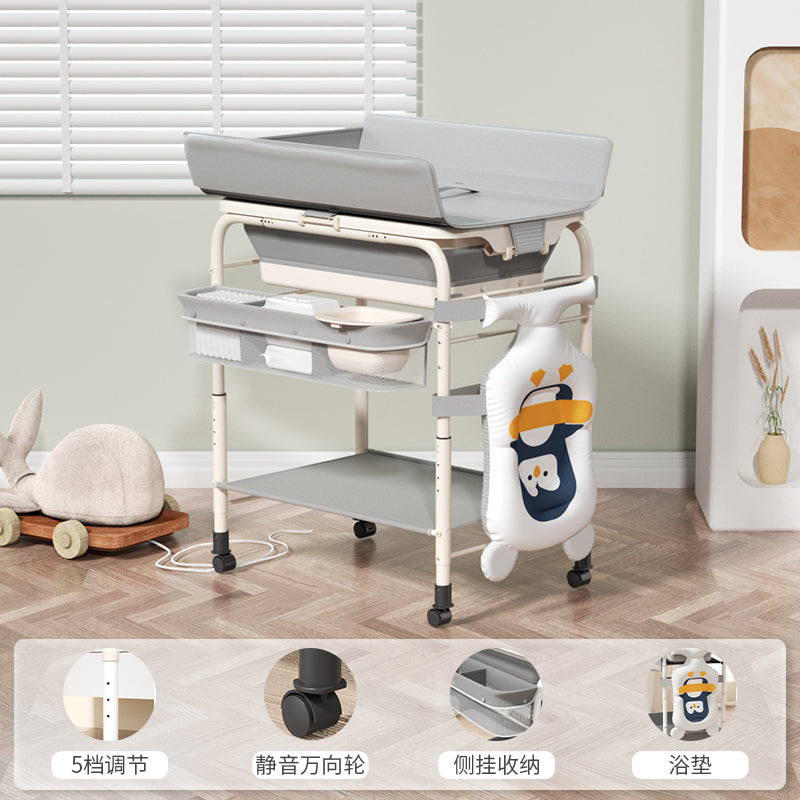 17.7" W Metal Changing Table with Shelf, Grey Changing Table