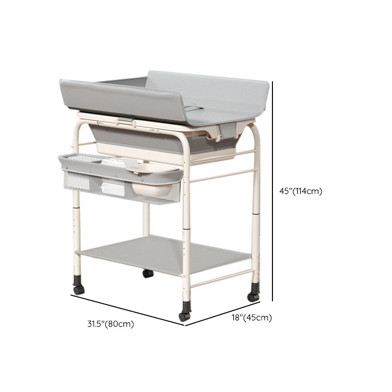 17.7" W Metal Changing Table with Shelf, Grey Changing Table