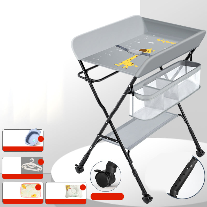 Modern Metal Baby Changing Table with Changing Pad Folding Flat Top Changing Table