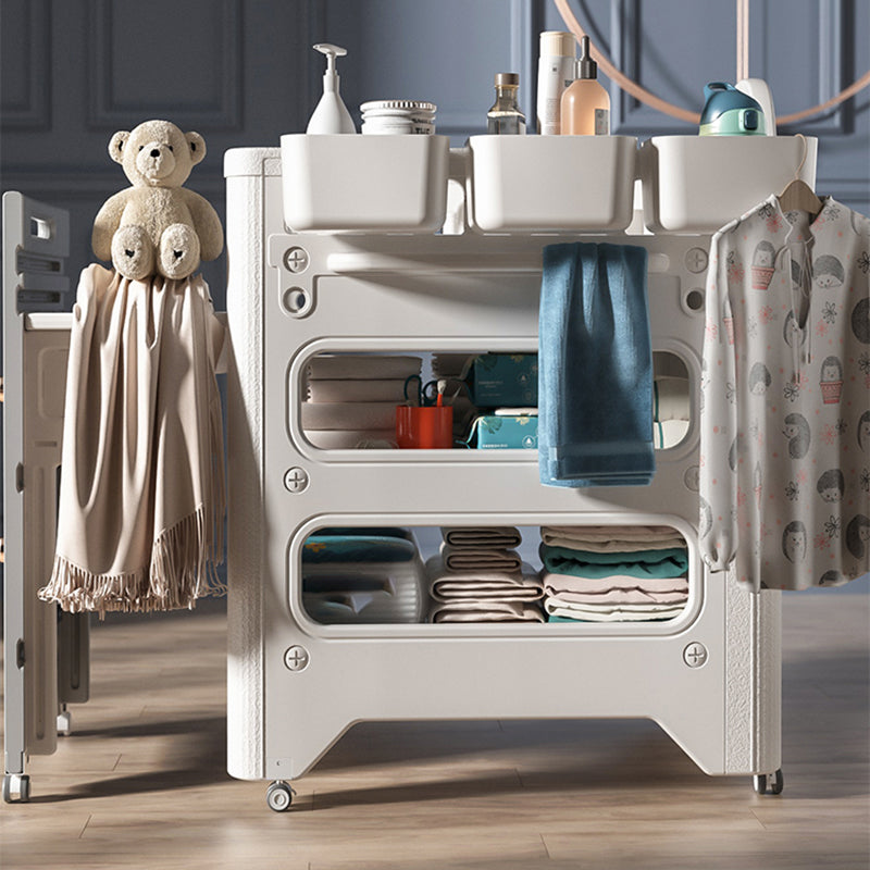 Modern Flat Top Changing Table with Storage White Changing Table with Bathtub and Basket