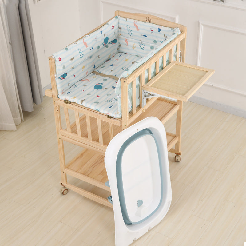 Modern Wooden Changing Table Safety Rails Changing Table with Shelf