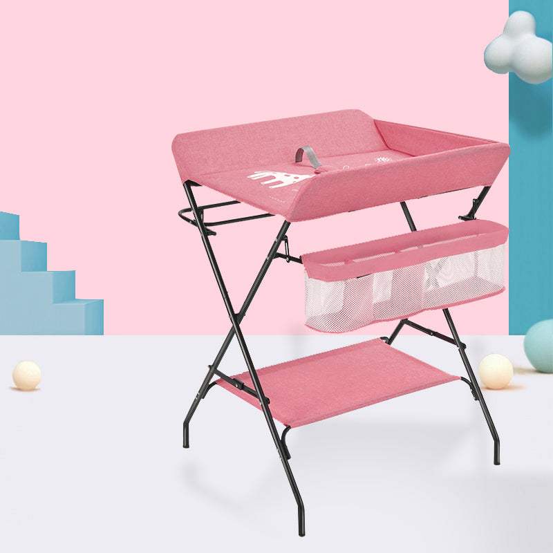Modern 2-in-1 Changing Table with Changing Pad Metal Folding Baby Changing Table