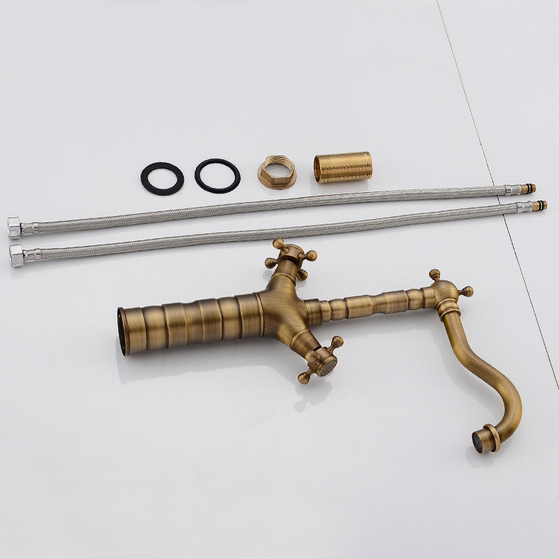 Deck Mounted Copper Roman Tub Faucet Double Handles Roman Tub Faucet Set