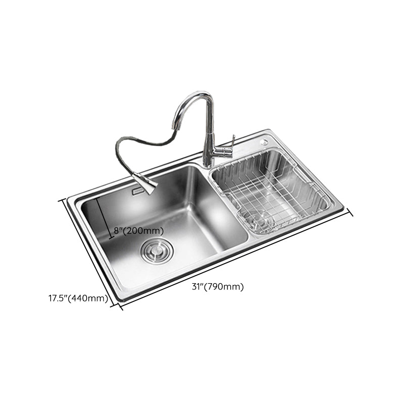 Stainless Steel Kitchen Double Sink Drop-In Kitchen Sink with Drain Assembly