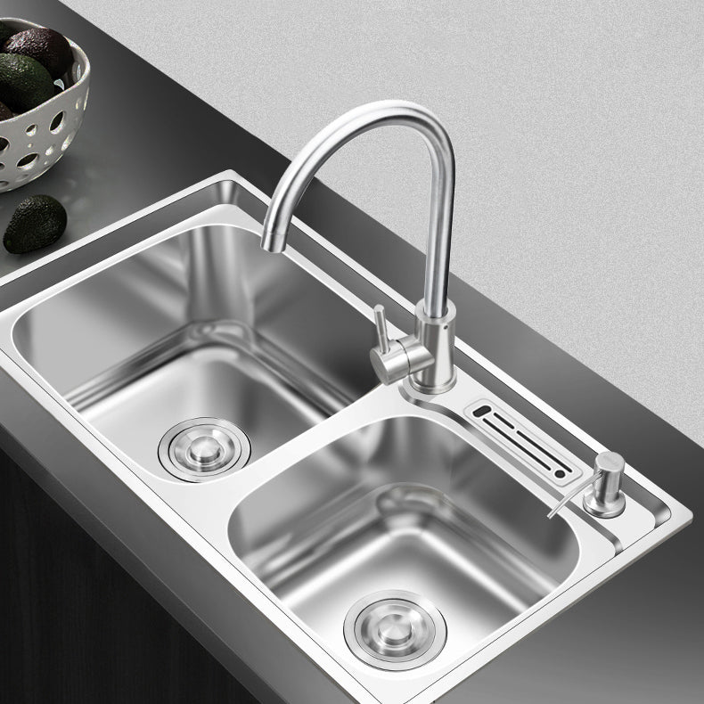 Contemporary Style Kitchen Sink Stainless Steel Kitchen Double Sink with Soundproofing