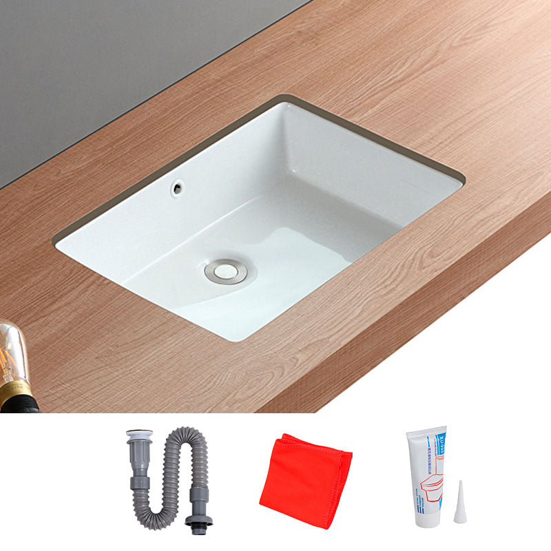 Traditional Undermount Bathroom Sink Porcelain with Overflow Basin Sink
