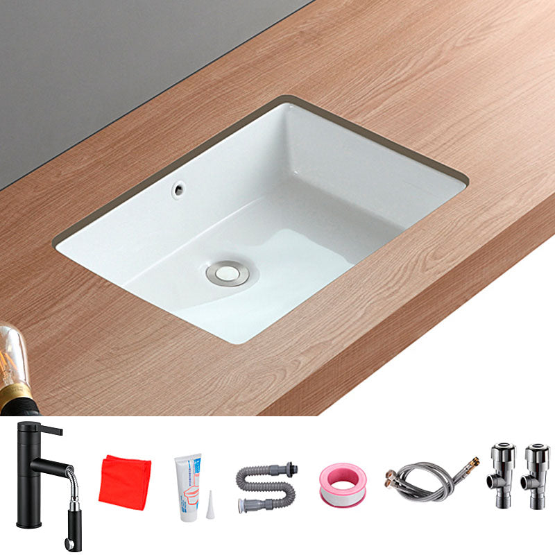 Traditional Undermount Bathroom Sink Porcelain with Overflow Basin Sink
