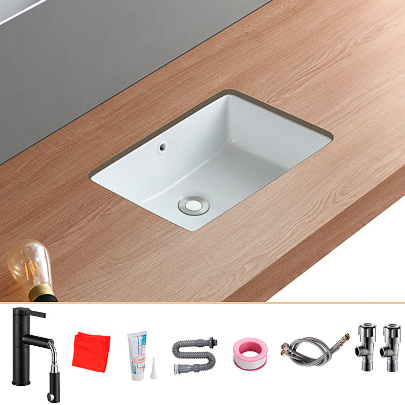 Traditional Undermount Bathroom Sink Porcelain with Overflow Basin Sink