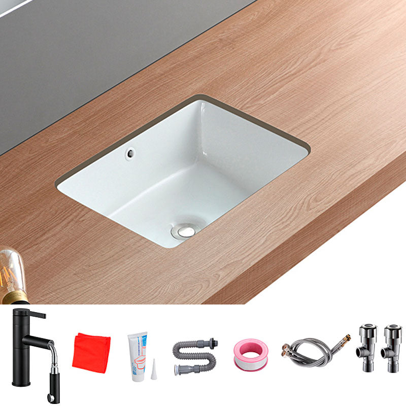 Traditional Undermount Bathroom Sink Porcelain with Overflow Basin Sink