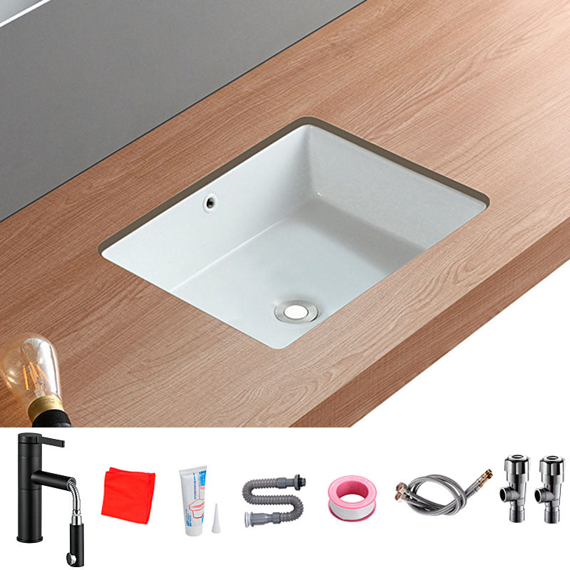 Traditional Undermount Bathroom Sink Porcelain with Overflow Basin Sink