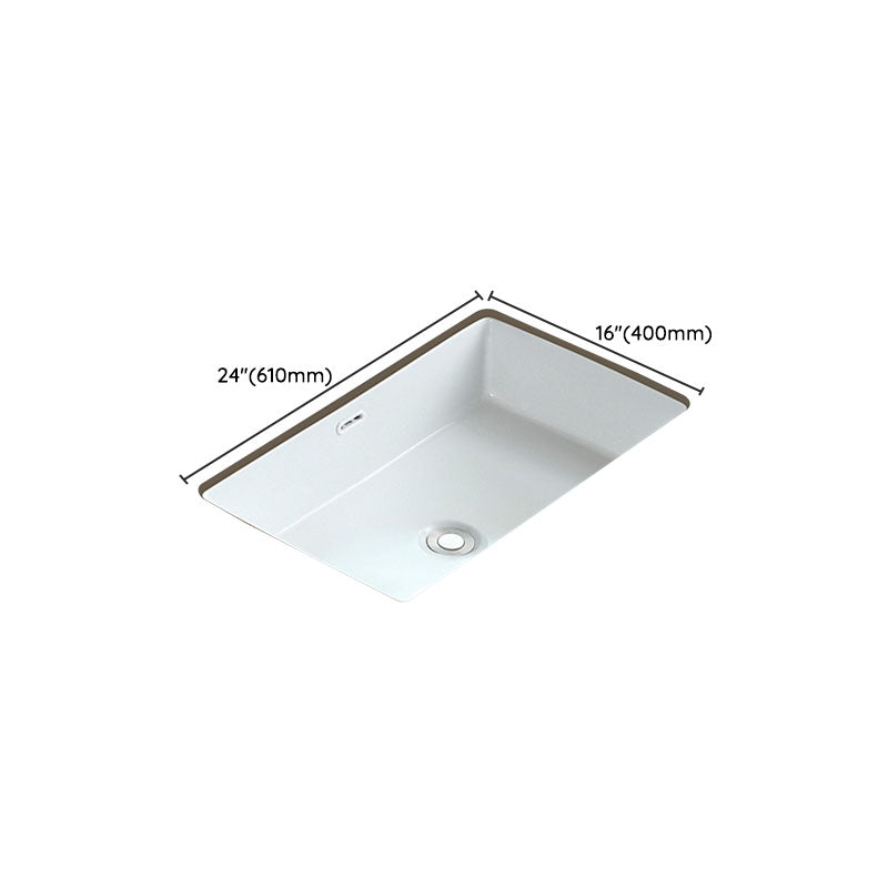 Traditional Undermount Bathroom Sink Porcelain with Overflow Basin Sink