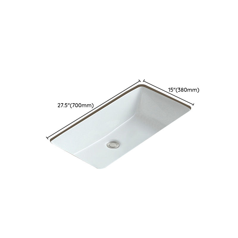 Traditional Undermount Bathroom Sink Porcelain with Overflow Basin Sink