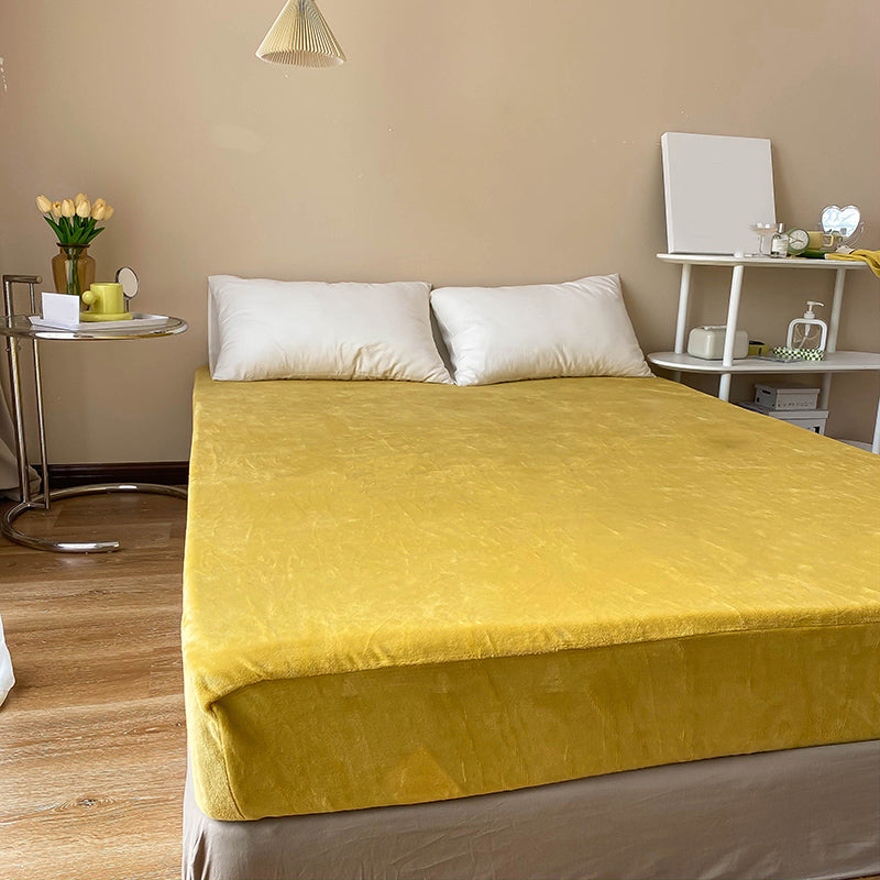 Flannel Bed Sheet Set Super Soft Solid Pillowcase for Bedroom