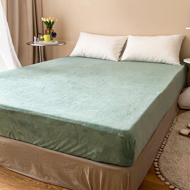 Flannel Bed Sheet Set Super Soft Solid Pillowcase for Bedroom