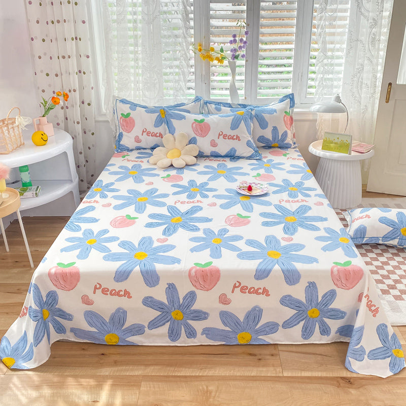 Cotton Bed Sheet Set Floral Modern Breathable Pillowcase For Bedroom