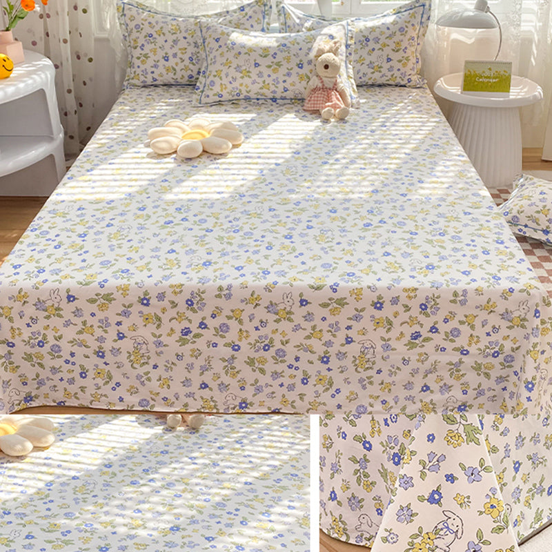 Cotton Bed Sheet Set Floral Modern Breathable Pillowcase For Bedroom
