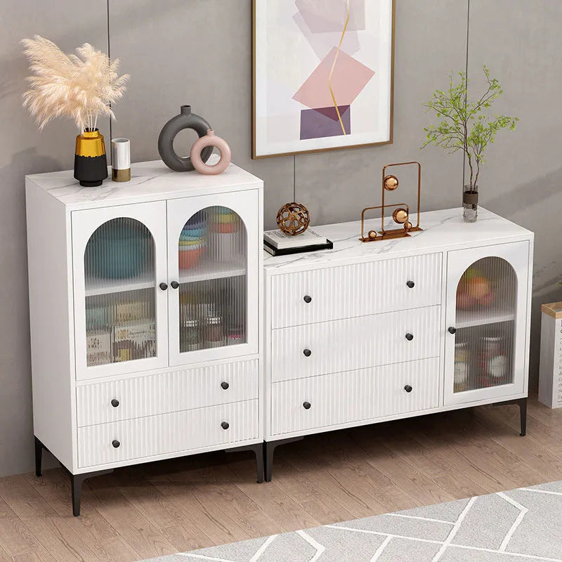 Contemporary Display Stand Wood Hutch Cabinet with Doors for Living Room