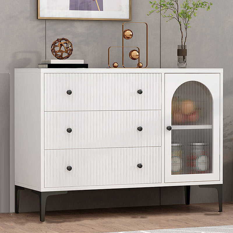 Contemporary Display Stand Wood Hutch Cabinet with Doors for Living Room