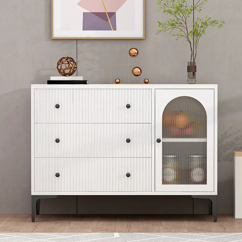 Contemporary Display Stand Wood Hutch Cabinet with Doors for Living Room