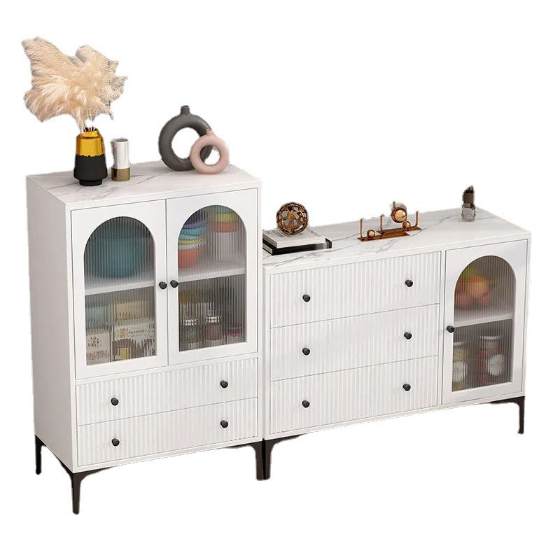 Contemporary Display Stand Wood Hutch Cabinet with Doors for Living Room