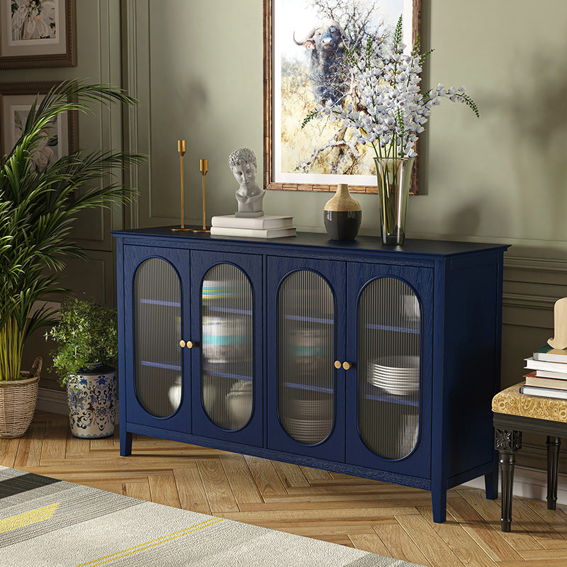 Contemporary Display Stand Pine Hutch Cabinet with Doors for Dining Room