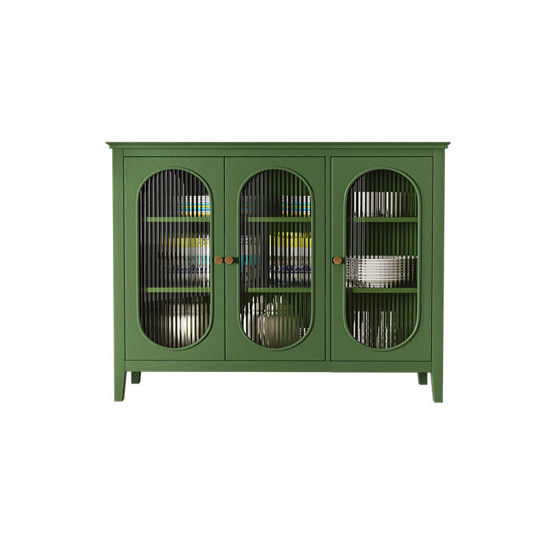 Contemporary Display Stand Pine Hutch Cabinet with Doors for Dining Room
