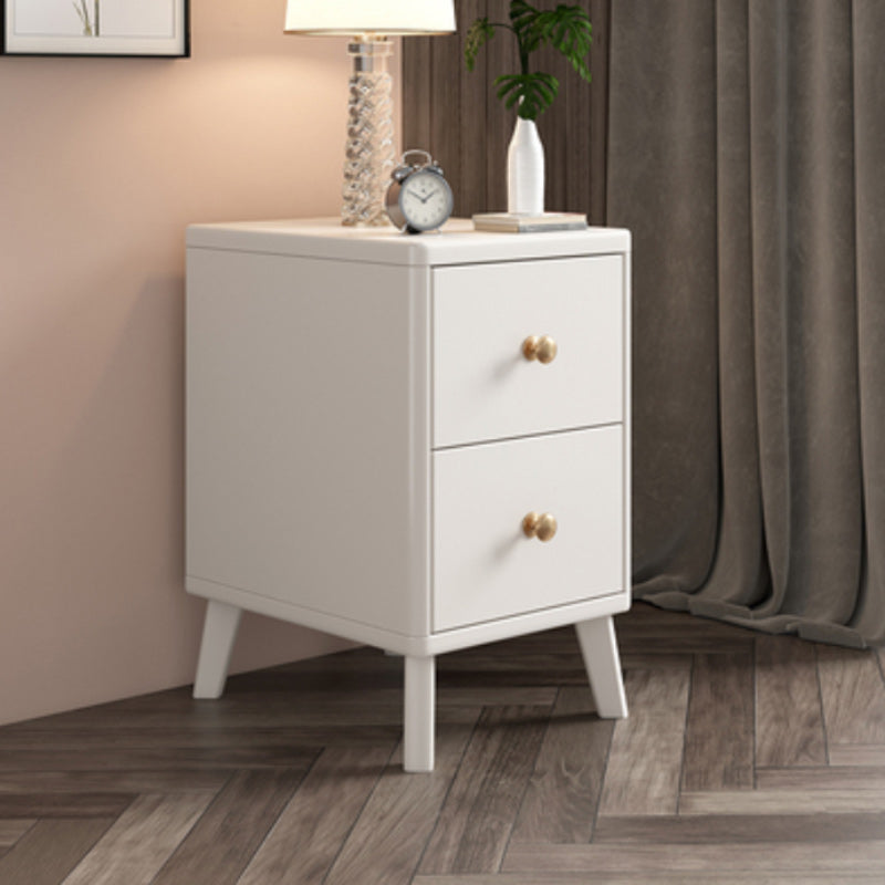 Contemporary Drawer Storage Night Table Rubberwood Accent Table Nightstand for Bedroom