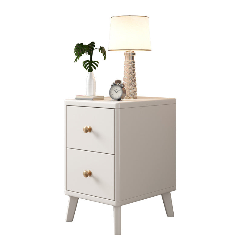 Contemporary Drawer Storage Night Table Rubberwood Accent Table Nightstand for Bedroom