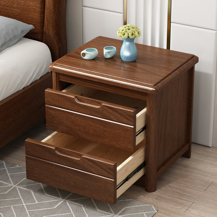 Contemporary Accent Table Nightstand Wood Storage Night Table with 2 Drawers