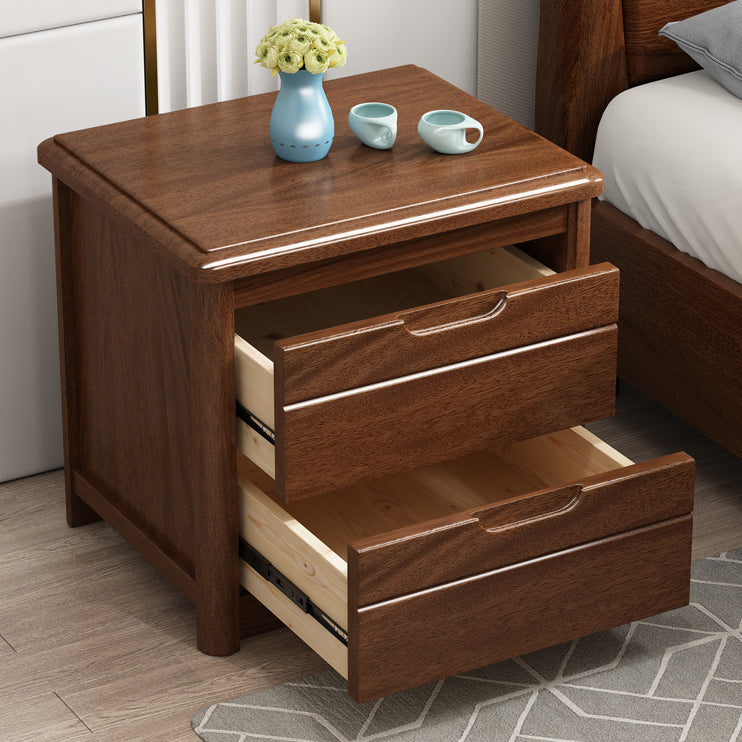 Contemporary Accent Table Nightstand Wood Storage Night Table with 2 Drawers