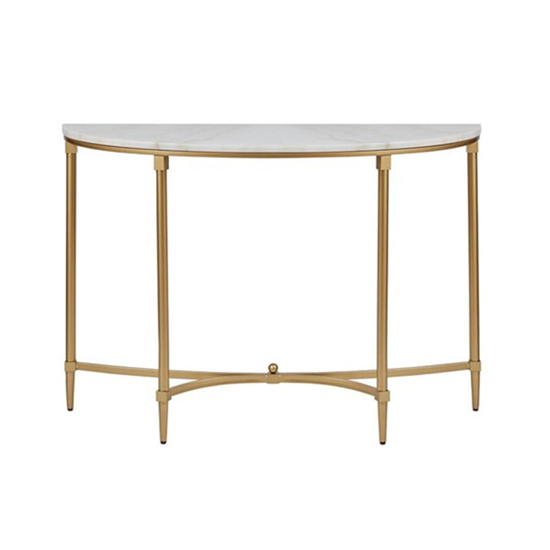 Modern Half Moon Console Table Stone Console Sofa Table in Gold