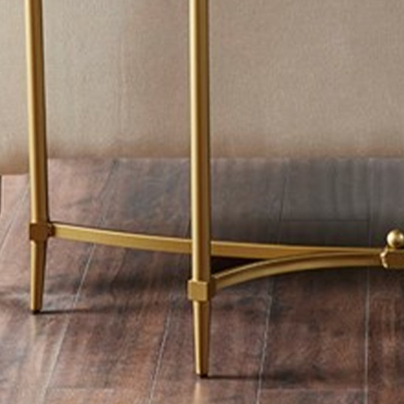 Modern Half Moon Console Table Stone Console Sofa Table in Gold