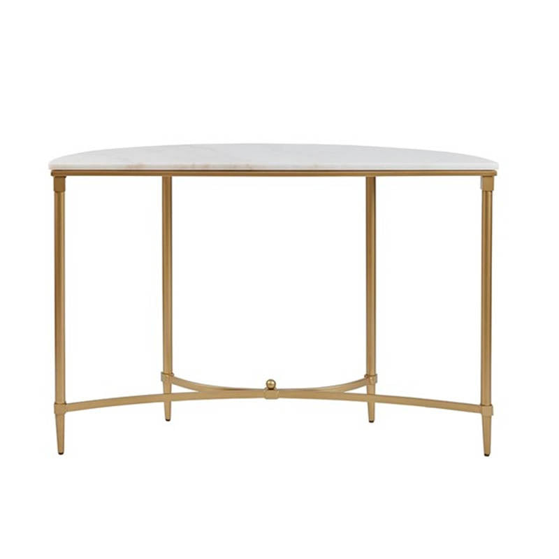 Modern Half Moon Console Table Stone Console Sofa Table in Gold