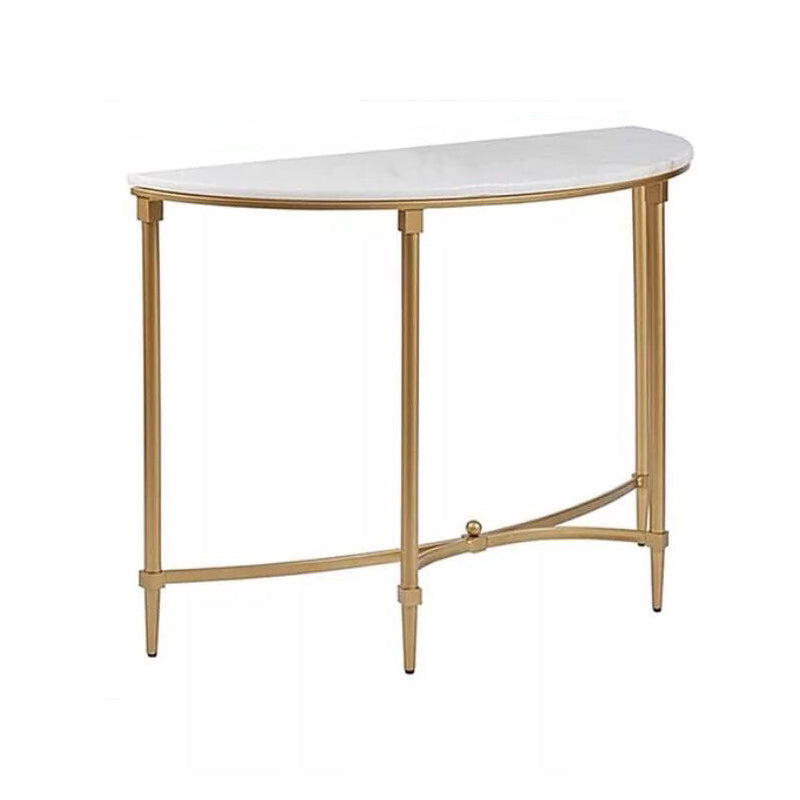 Modern Half Moon Console Table Stone Console Sofa Table in Gold