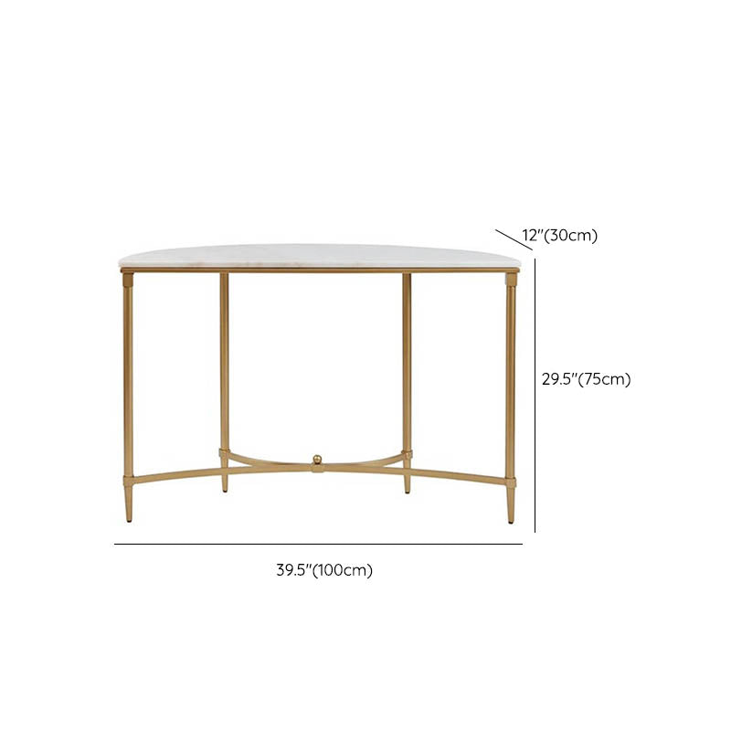 Modern Half Moon Console Table Stone Console Sofa Table in Gold