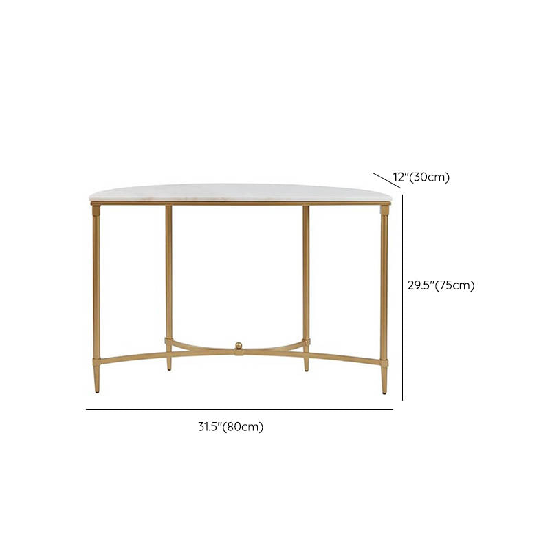 Modern Half Moon Console Table Stone Console Sofa Table in Gold