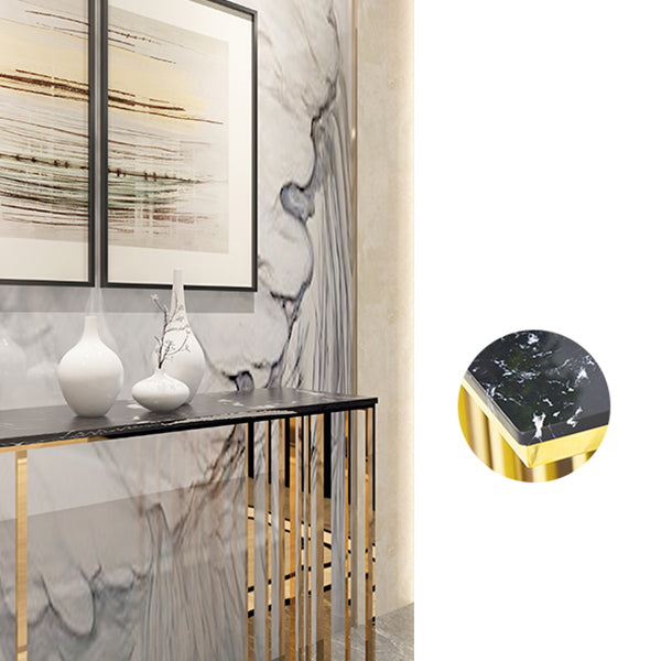 Glam Console Table Marble Rectangle Accent Table in Gold , 31.5 inch High