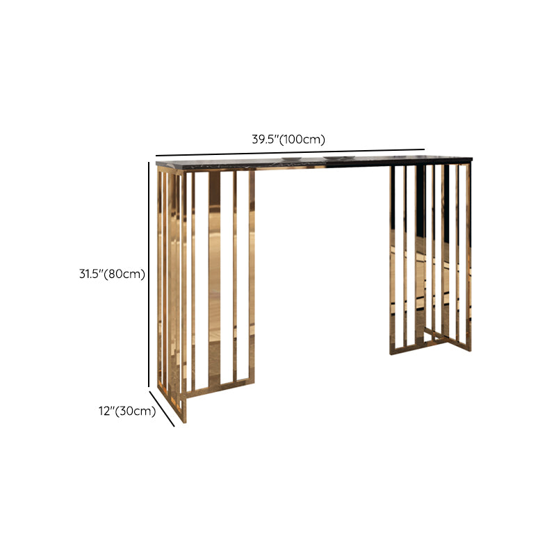 Glam Console Table Marble Rectangle Accent Table in Gold , 31.5 inch High